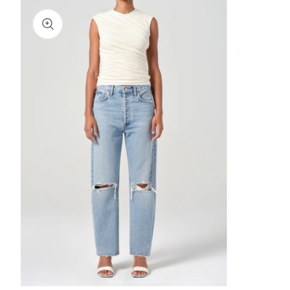 AGOLDE 90s Pinch Waist Ripped High Waist Straight Leg Jeans SZ 28 in Backdrop - Picture 5 of 16